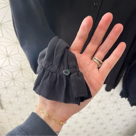 Allsaints Black Silk Button-up Blouse - Picture 2 of 7